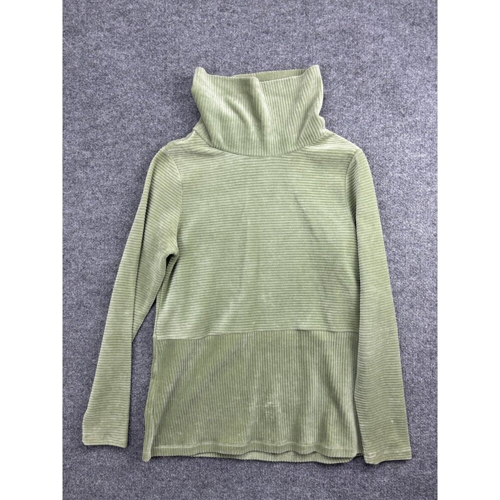 Carve Designs Sweater Womens Medium Green Cowl Neck‎ Ribbed Velour Pullover